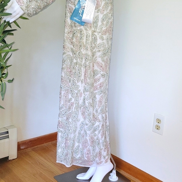 Mac Duggal 5424 Foliage Tea Length Column Dress - Picture 7 of 14